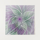 Blume Traum, Abstraktes Lila Grünes Fraktal Kunst Wandteppich (Vorderseite)