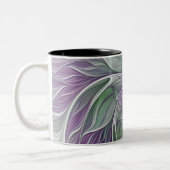 Blume Traum, Abstraktes Lila Grünes Fraktal Kunst Zweifarbige Tasse (Links)