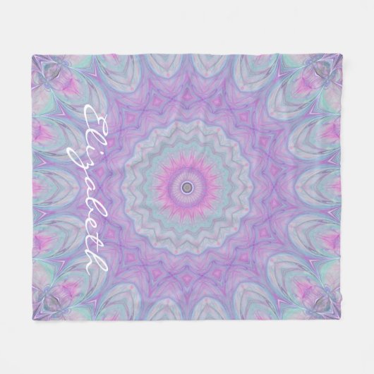 Blume Traum Pastel Mandala von JoMazArt Fleecedecke (Vorderseite (Horizontal))