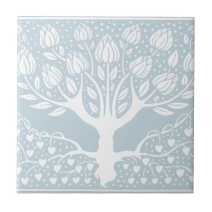 Blume Tree Baby Blue & White Beardsley Hearts Fliese