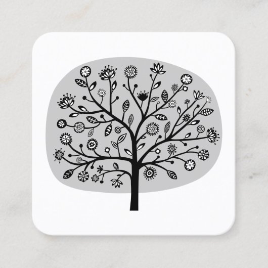 Blume Tree - Grau Quadratische Visitenkarte (Vorderseite)