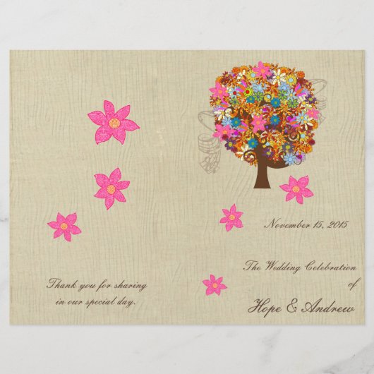 Blume Tree Hochzeitsprogramm (Vorderseite)