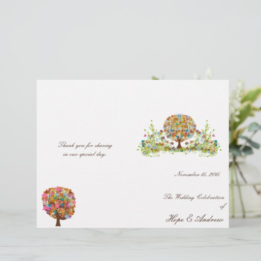 Blume Tree Hochzeitsprogramm (Stehend Vorderseite)