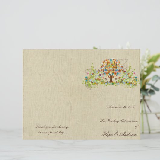 Blume Tree Hochzeitsprogramm (Stehend Vorderseite)