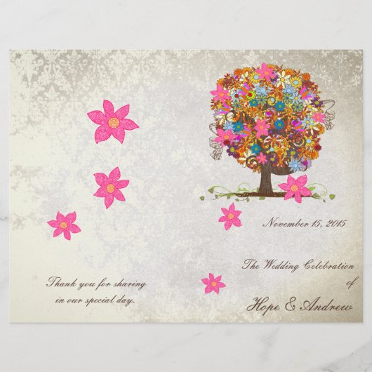 Blume Tree Hochzeitsprogramm (Vorderseite)