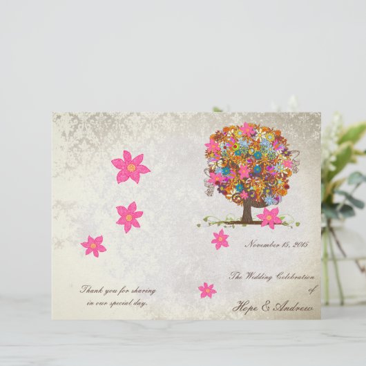 Blume Tree Hochzeitsprogramm (Stehend Vorderseite)