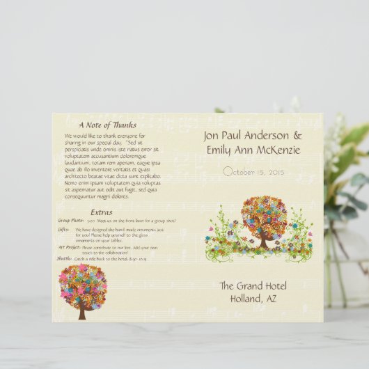 Blume Tree Hochzeitsprogramm (Stehend Vorderseite)