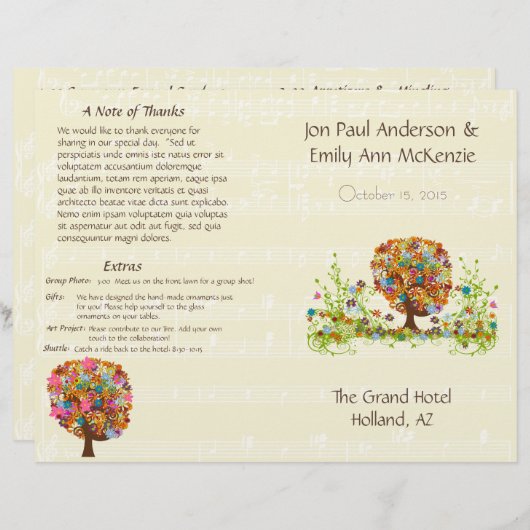 Blume Tree Hochzeitsprogramm (Vorne/Hinten)