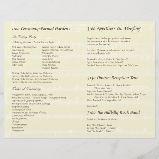 Blume Tree Hochzeitsprogramm (Rückseite)