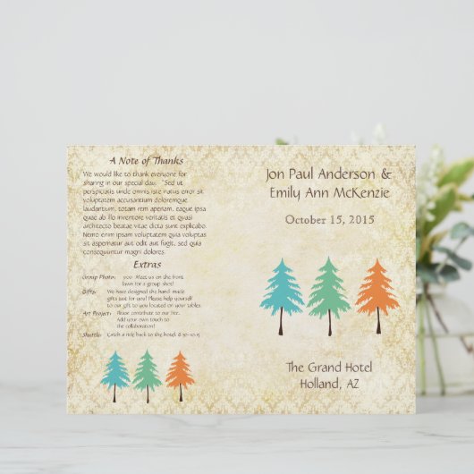 Blume Tree Hochzeitsprogramm (Stehend Vorderseite)