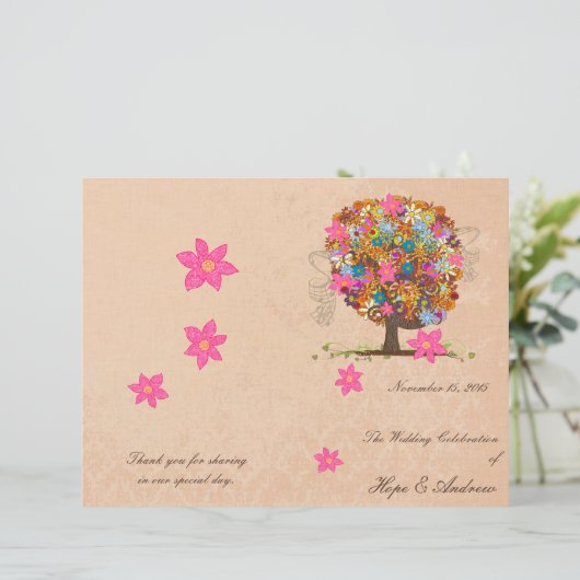 Blume Tree Hochzeitsprogramm (Stehend Vorderseite)