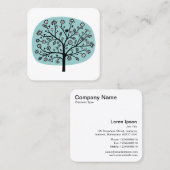 Blume Tree - Light Blue Green Quadratische Visitenkarte (Vorne/Hinten)