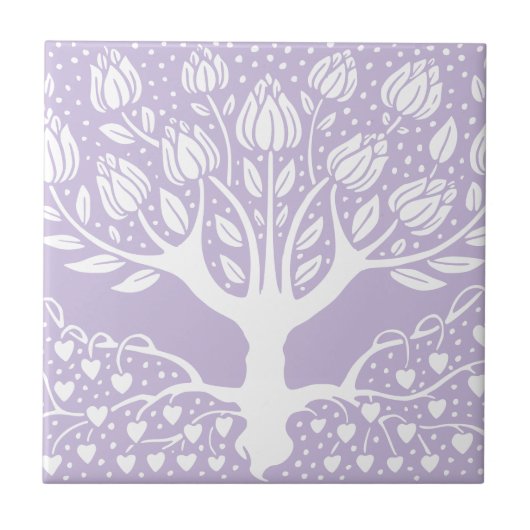 Blume Tree - Lilac Lila Beardsley Hearts Fliese (Vorderseite)