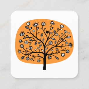Blume Tree - Orange Quadratische Visitenkarte