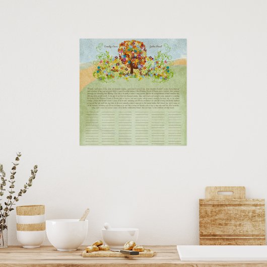 Blume Tree Print Quaker Hochzeitszertifikat Poster (Küche)