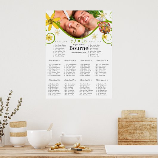 Blume Tree Seating Chart 10 Tische Poster (Küche)