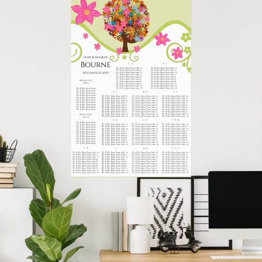 Blume Tree Seating Chart Alphabetical Table # s Poster (Heimbüro)