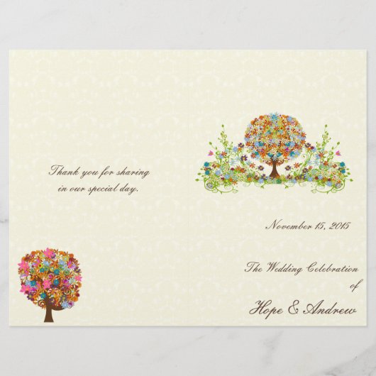 Blume Tree Wedding Program sublte Damask (Vorderseite)