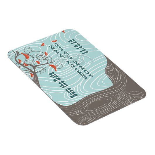 Blume Tree Wood Grain Save the Date Magnet (Rechte Seite)