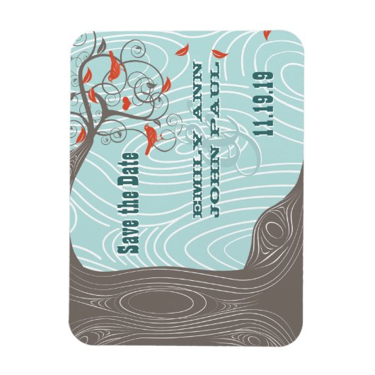 Blume Tree Wood Grain Save the Date Magnet (Vertikal)