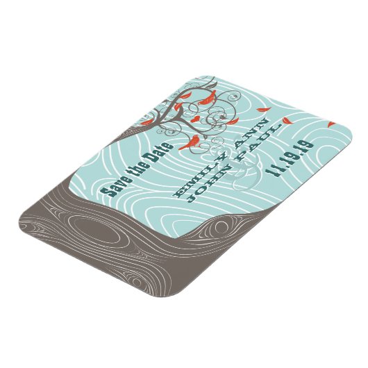 Blume Tree Wood Grain Save the Date Magnet (Linke Seite)