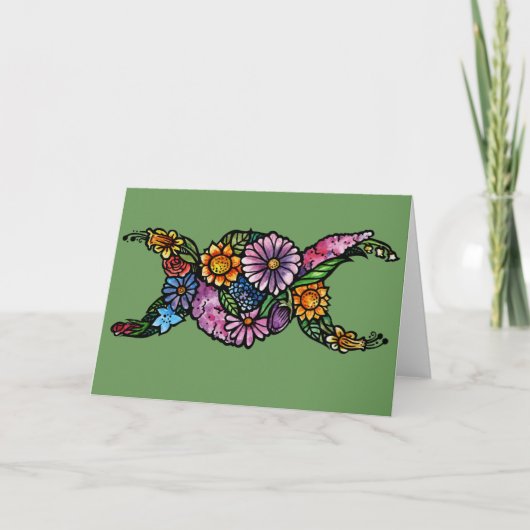 Blume Triple Moon Symbol gesegnet sein Karte (Vorderseite)