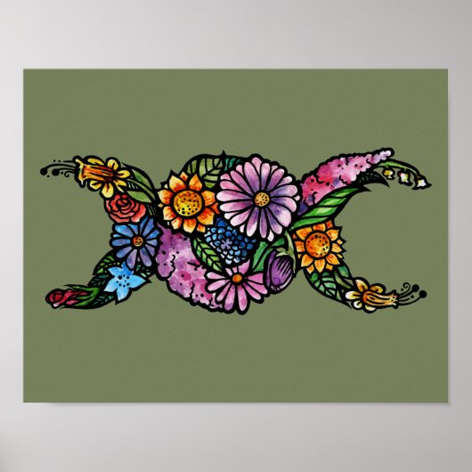 Blume Triple Moon Symbol gesegnet sein Poster (Vorne)