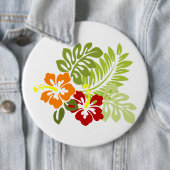 Blume Tropical Blätter Hibiskus Hawaii Red Orange. Button (Beispiel)