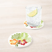 Blume Tropical Blätter Hibiskus Hawaii Red Orange. Getränkeuntersetzer (Seite)