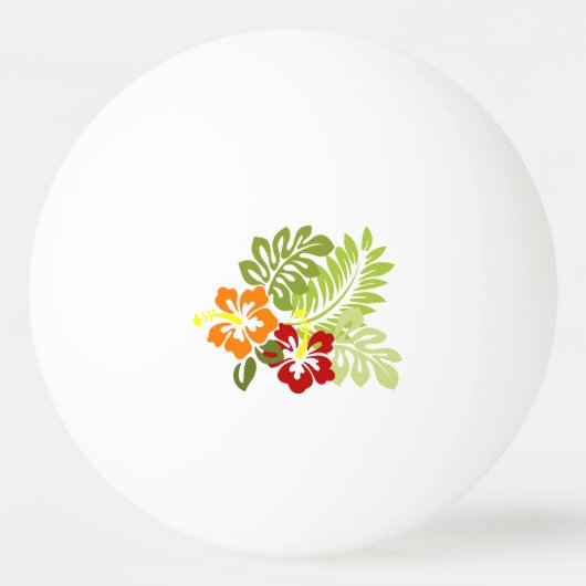 Blume Tropical Blätter Hibiskus Hawaii Red Orange. Tischtennisball (Vorderseite)