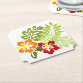 Blume Tropical Blätter Hibiskus Hawaii Red Orange. Untersetzer (angewinkelt)