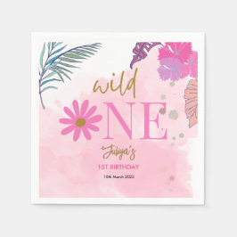 Blume tropisches Laubmädchen 1. Geburtstag Serviette