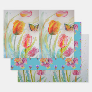 Blume Tulip Art  Floral Lilies Geschenkpapier Set