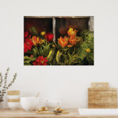 Blume - Tulips in einem Fenster Poster (Küche)