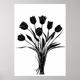 Blume Tulips in Schwarzweiß Poster