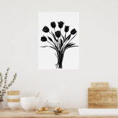 Blume Tulips in Schwarzweiß Poster (Küche)