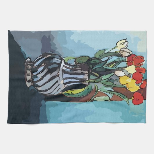 Blume, Tulips, Vase, nach Matisse Geschirrtuch (Horizontal)