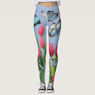 Blume-Tulpen-Schmetterling Leggings