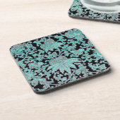 Blume türkis, Vintag Getränkeuntersetzer (Linke Seite)