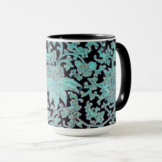 Blume türkis, Vintag Tasse (VorderseiteRechts)