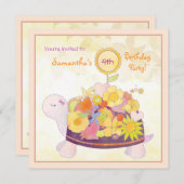 Blume Turtle Kindergeburtstag Party Einladung (Vorne/Hinten)