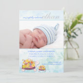 Blume Turtles Baby Boy Geburtsankündigung Ankündigung (Stehend Vorderseite)