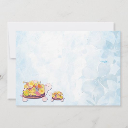 Blume Turtles Baby Boy Geburtsankündigung Ankündigung (Rückseite)