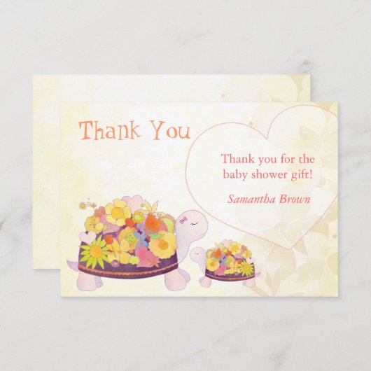 Blume Turtles Baby Dusche Danke (Vorne/Hinten)