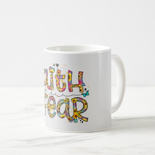 Blume über Angst Zitat im Hintergrund Kaffeetasse (VorderseiteRechts)