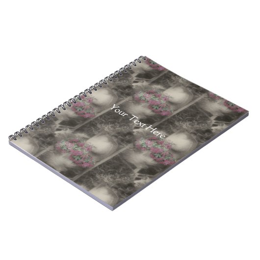 Blume über antikes Stuhldesign Art Muster Notizblock (Linke Seite)