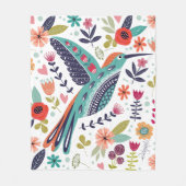 Blume über bunte Vogelarten und skandinavische Vol Fleecedecke (Vorderseite)