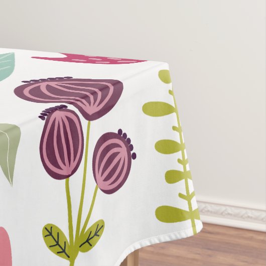 Blume über bunte Vogelarten und skandinavische Vol Tischdecke (Beispiel)