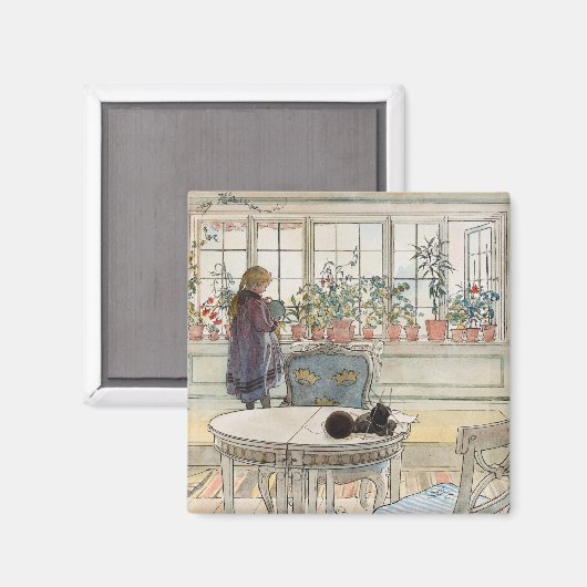 Blume über das Windows, 1895 von Carl Larsson Magnet (Vorderseite/Rückseite)