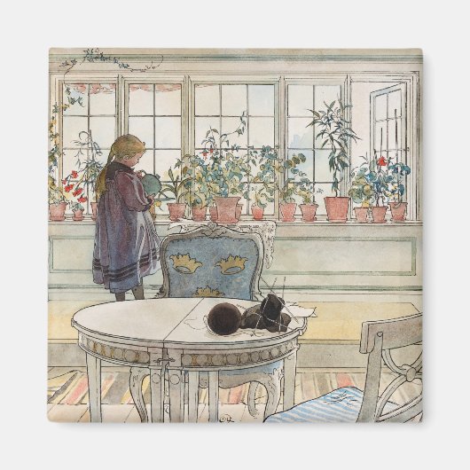 Blume über das Windows, 1895 von Carl Larsson Magnet (Vorne)